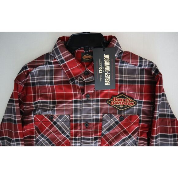 Harley-Davidson 96646-23VM Men's Sz M Red Plaid 120th Anniversary L/S Shirt - Picture 7 of 8